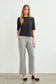 Zuhre Wide Leg Fabric Grey Trousers with Elastic Waist Detail P-0102