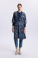 Desenli Kuşak Detaylı Satin Indigo Hırka 0007