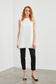 Crew Neck Sleeveless Pleated Undershirt Ecru Tunic 0004