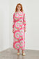 Desenli Uzun Pembe Elbise 0400