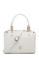 Dokulu Fermuar Kapamalı El Ve Omuz Beyaz Çanta 0047