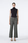 Wide Leg Khaki Trousers with Elastic Waistband 0136