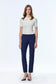 Narrow Leg Elastic Waist Fabric Navy Trousers 0148