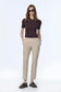 Slim-fit, elasticated waist, fabric, mink-colored trousers 0148