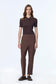 Elastic Waist Cigarette Brown Trousers 0199