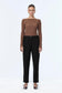 Black Cigarette Pants with Elastic Waist and Button Detail 0251