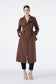 Kruvaze Yaka Kol Işleme Detaylı Kahve Trençkot 13724