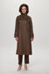 Coffee Brown Coat with Fur Collar and Button Details 13845