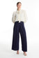 Wide-leg Navy Trousers with Belt Detail 0222