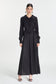 Jakarlı Kemer Detaylı Siyah Elbise 0489
