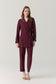 Şal Yaka Bağlama Detaylı Süet Dokulu Bordo Takım 1744
