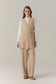 Kolsuz Kruvaze Yaka Kemerli Şık Form Bej Takım 1752
