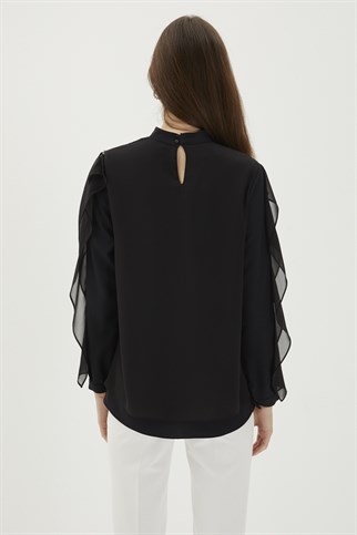 ZÜHRE Payet Detaylı Siyah Bluz B-0088 
