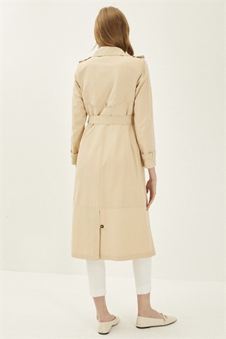 Button Detailed Stone Trenchcoat 12516