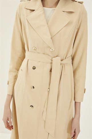 Button Detailed Stone Trenchcoat 12516