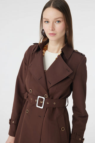 12528 LESNA TRENÇ 38-52 Kahve Trençkot 12528