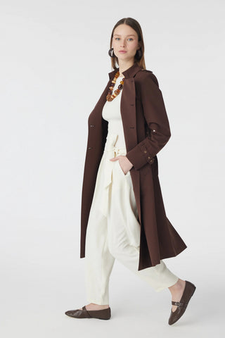 12528 LESNA TRENÇ 38-52 Kahve Trençkot 12528