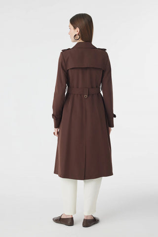 12528 LESNA TRENÇ 38-52 Kahve Trençkot 12528