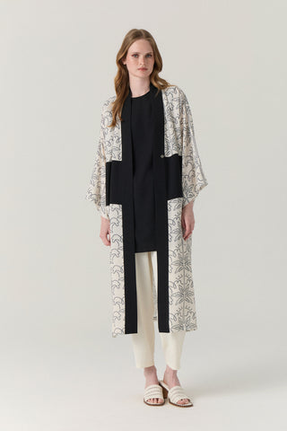 Şal Yaka Desen Geçişli Uzun Siyah Takım 1868