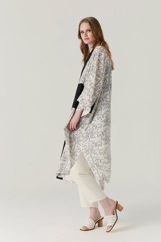 Şal Yaka Desen Geçişli Uzun Siyah Takım 1868