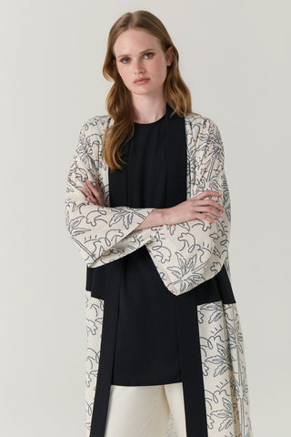 Şal Yaka Desen Geçişli Uzun Siyah Takım 1868