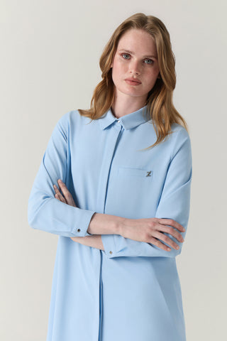 Gizli Düğme Detaylı Buz Mavisi Tunik 0767