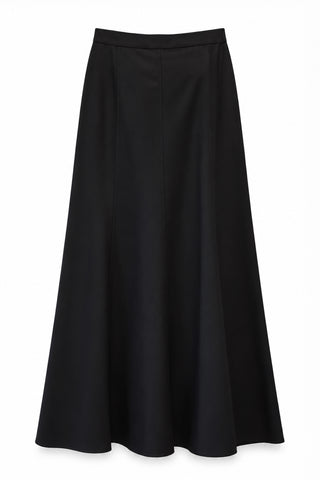 Black Two-Piece Set with Sash Belt and Asymmetric Closure 2051