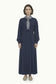 Kuşaklı Şal Detaylı Akışkan Lacivert Elbise 0579
