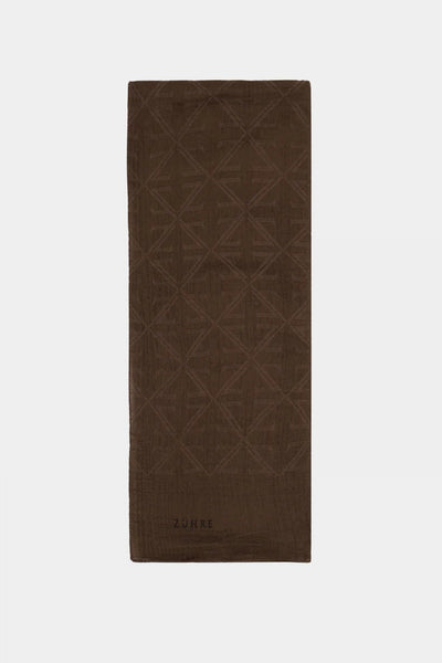 Piramit Desen Latte Şal 0055