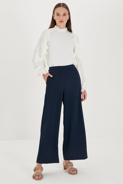 Zühre Bol Paça Kumaş Lacivert Pantolon P-0013
