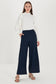 Zuhre Wide Leg Fabric Navy Blue Trousers P-0013