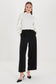 Zuhre Wide Leg Fabric Black Trousers P-0013