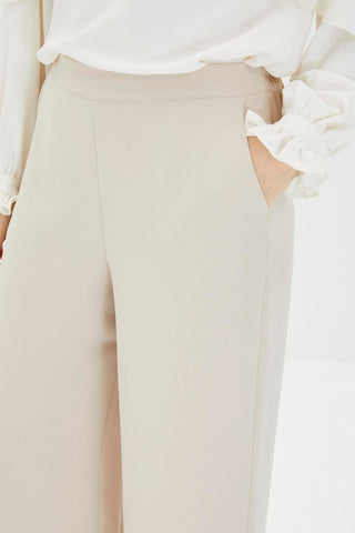Zühre Bol Paça Kumaş Bej Pantolon P-0013