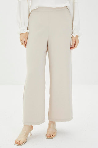 Zühre Bol Paça Kumaş Bej Pantolon P-0013