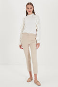 Zuhre Slim Fit Fabric Beige Trousers P-0024