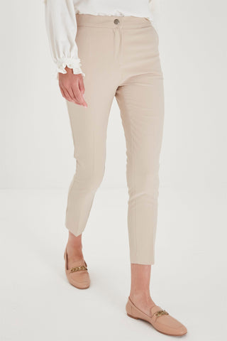 Zuhre Slim Fit Fabric Beige Trousers P-0024