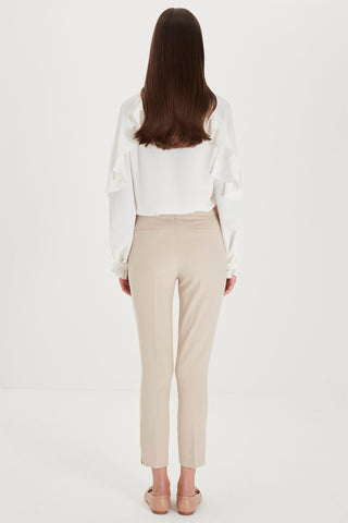 Zuhre Slim Fit Fabric Beige Trousers P-0024