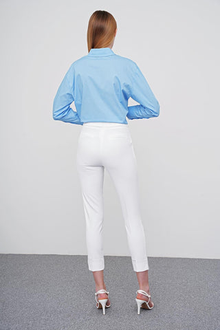 Zuhre Slim Fit Fabric Ecru Trousers P-0024