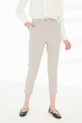 Zuhre Slim Fit Fabric Grey Trousers P-0024
