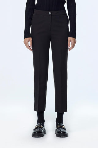 Zuhre Slim Fit Fabric Black Trousers P-0024