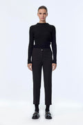 Zuhre Slim Fit Fabric Black Trousers P-0024