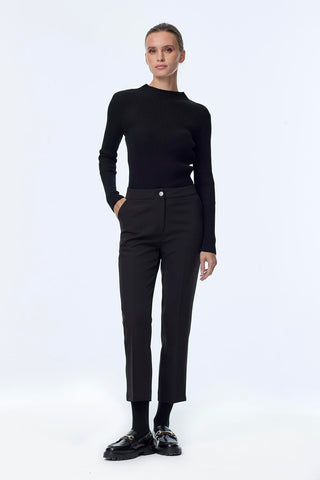 Zuhre Slim Fit Fabric Black Trousers P-0024
