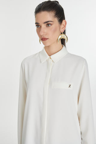 Zühre Gizli Düğme Detaylı Ekru Tunik T-0767