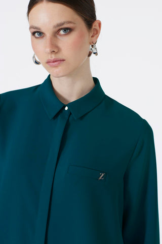 Zühre Gizli Düğme Detaylı Indigo Tunik T-0767