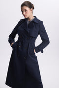 Navy Trench Coat with Jacket Collar and Sleeve Details 12667