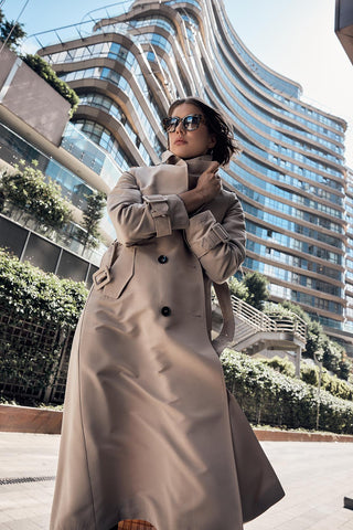 Camel Trench Coat with Jacket Collar and Sleeve Details 12667