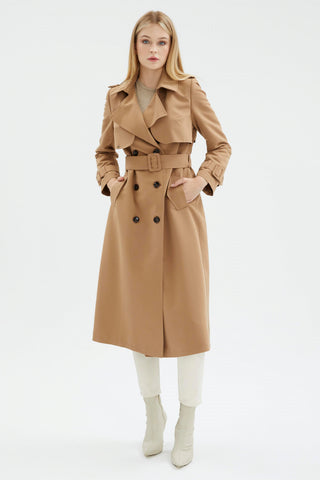 Ceket Yaka Kol Detaylı Vizon Trençkot 12667