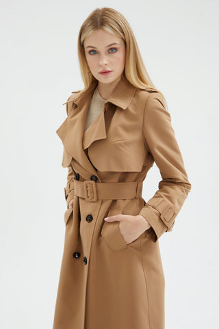 Ceket Yaka Kol Detaylı Vizon Trençkot 12667