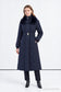 Fur Collar Belt-Detail Navy Puffer Jacket 12764