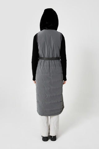 Kapüşonlu Uzun Füme Yelek 0051